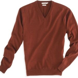 Peter Millar Merino Wool V-Neck Sweater Burnt Orange Mens L